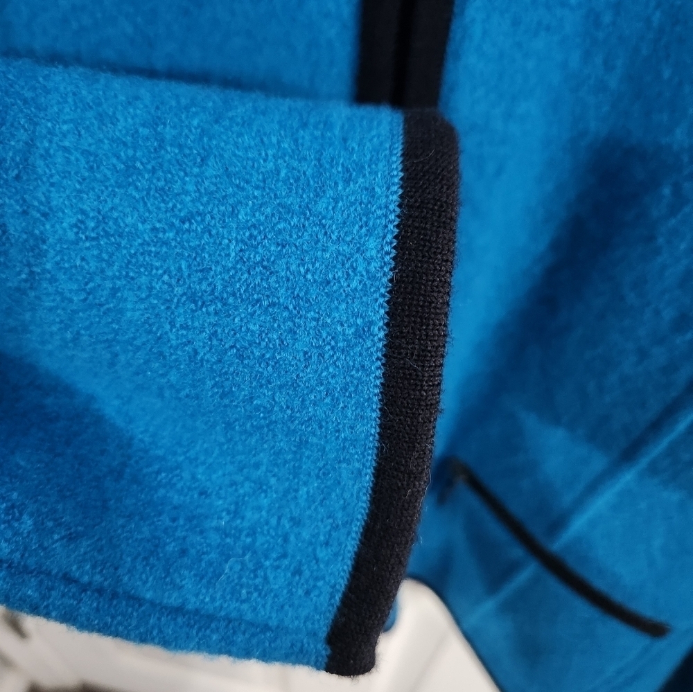 Laura Ashley blue wool full zip regal coat pockets regencycore old money XL - Picture 3 of 9